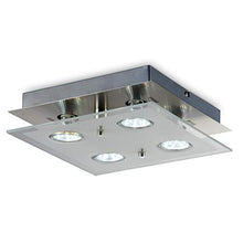 Carica l&#39;immagine nel visualizzatore di Gallery, Plafoniera LED da soffitto, include 4 lampadine GU10 Rettangolare, Nickel