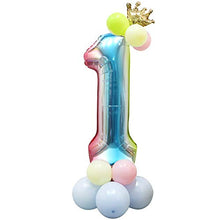 Carica l'immagine nel visualizzatore di Gallery, Foil Palloncini Numeri Arcobaleno 25 Pezzi, Numero Gigante 40 1