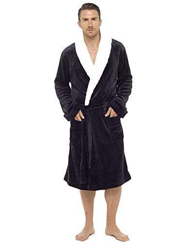 CityComfort Accappatoio per Uomo in Pile Super Morbido con L-XL, Nero - Ilgrandebazar