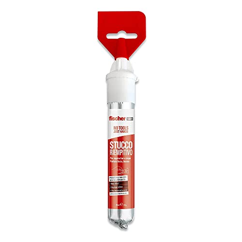 Fischer Stucco Veloce NTJH con Spatola Integrata per Coprire Fori e Crepe, Bianco, per Muro, Intonaco, Cartongesso, 552152