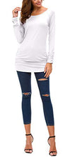 Carica l'immagine nel visualizzatore di Gallery, Urban GoCo Donna Maglia a Manica Lunga Maglietta Casual Draped S, Bianco - Ilgrandebazar