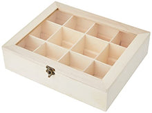 Carica l&#39;immagine nel visualizzatore di Gallery, RAYHER 6241500 Scatola Porta Bustine Tè Tisane in Legno Naturale, 12 Scomparti 28,5 x 23,5 x 7cm