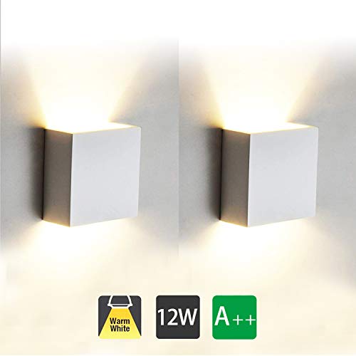 Lampada da Parete Led Interno, 2 Pezzi 12W Bianco Caldo LED Applique - Ilgrandebazar