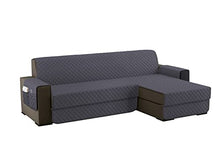 Carica l&#39;immagine nel visualizzatore di Gallery, Copridivano con Penisola 3 Posti (L 250 CM) Destra/Sinistra Universale Reversibile Impermeabile, Copridivano Chaise longue Antigraffio, Copridivano Angolare con Tasche Portaoggetti - Grigio Scuro