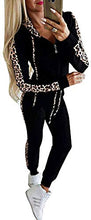 Carica l'immagine nel visualizzatore di Gallery, Loalirando Completo Sportivo Donna Leopardata Tuta da Ginnastica 2 L, Nero - Ilgrandebazar