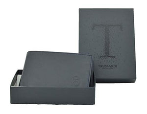 TRUSSARDI Portafoglio Classico Uomo In Vera Portamonete e Finestra, Blu