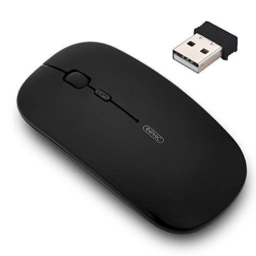 INPHIC Mouse Wireless Ricaricabile, Ottico Mini Silenzioso Nero magico