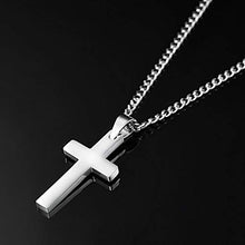 Carica l&#39;immagine nel visualizzatore di Gallery, Collana unisex con semplice pendente a crocifisso in acciaio inox titanio - Ilgrandebazar