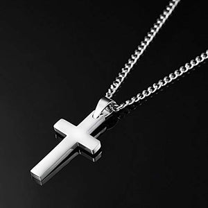 Collana unisex con semplice pendente a crocifisso in acciaio inox titanio - Ilgrandebazar