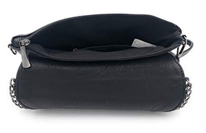 ELIOX - Pochette Donna Elegante con Catena e Tracolla in Morbida Pelle Nero