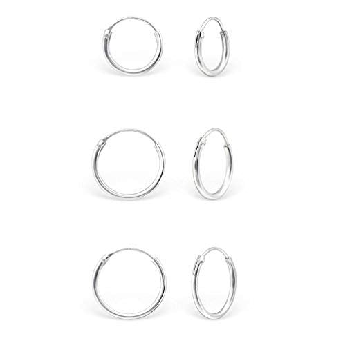 DTPsilver Orecchini Donna Piccolo Cerchio in Argento 925 – Set Paia 3 - Ilgrandebazar