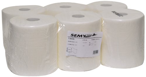 Semy Top St-88085 Asciugamani a Rotolo, 2 Veli, Bianco, 20 cm, 6 Pezzi - Ilgrandebazar