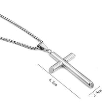 Carica l&#39;immagine nel visualizzatore di Gallery, Collana con ciondolo a forma di croce in oro bianco, unisex, solida... - Ilgrandebazar