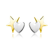 Carica l'immagine nel visualizzatore di Gallery, Miore Orecchino per Bambina due colori Oro Giallo e Bianco 9 Kt / 375... - Ilgrandebazar