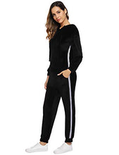 Carica l'immagine nel visualizzatore di Gallery, Hawiton Tuta Donna Sportiva Pigiama Set con Cappuccio Training S, Nero - Ilgrandebazar