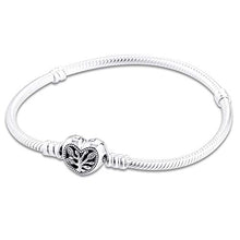 Carica l'immagine nel visualizzatore di Gallery, Regalo per la Festa della Mamma Bracciale a Catena con Cuore di Serpente per Donna 925 Argento Fai da Te Adatto per bracciali Pandora Originali Gioielli di Moda con ciondoli (18CM)