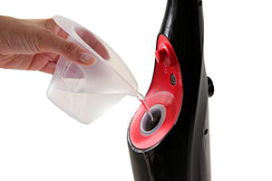 Vileda Steam Scopa a Vapore con 2 Panni in Microfibra, Filo di 6 m, per Pavimenti, per Parquet, per Tappeti, 1550 W, 0.4 Litri, Plastica, Nero/Rosso