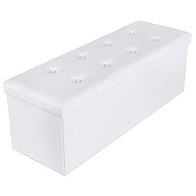 Carica l'immagine nel visualizzatore di Gallery, SONGMICS 120 L Pouf Contenitore Ottomane e poggiapiedi 110 x 38 x 38 Bianco - Ilgrandebazar