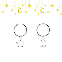 Carica l&#39;immagine nel visualizzatore di Gallery, Epoch World Orecchini in Argento 925 a Cerchio con Pendente Stella... - Ilgrandebazar