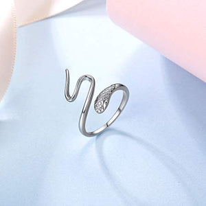 SILVERCUTE Donna Anello Aperto/Orecchini Fascia Gatto/Corna di Serpente