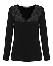 Carica l'immagine nel visualizzatore di Gallery, YOINS Camicette Donna Manica Lunga Maglia Pizzo Crop Magliette XXL, Nero - Ilgrandebazar