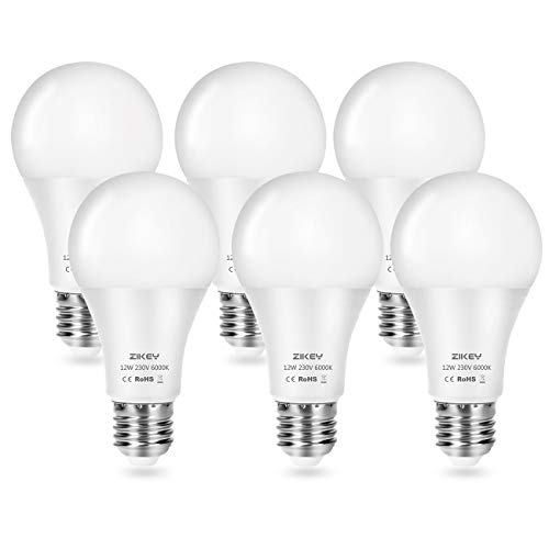 ZIKEY Lampadina LED E27, 12W Equivalenti a 100W, A65 Luce Bianca Fredda - Ilgrandebazar