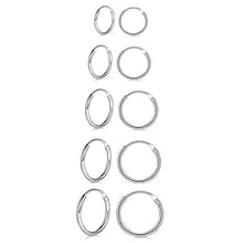 Carica l&#39;immagine nel visualizzatore di Gallery, Mannli - Set di 5 paia orecchini a cerchio in argento Sterling 925 Argento - Ilgrandebazar