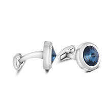 Carica l&#39;immagine nel visualizzatore di Gallery, MERIT OCEAN Uomo Stile Elegante Cuff Link Super Brillante Cristallo Blu - Ilgrandebazar
