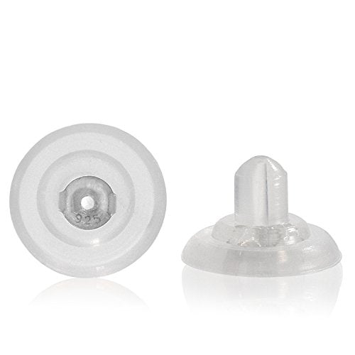 Universal EZback Supporti Orecchini in Silicone Grande - 1 Paio, Argento 925 - Ilgrandebazar