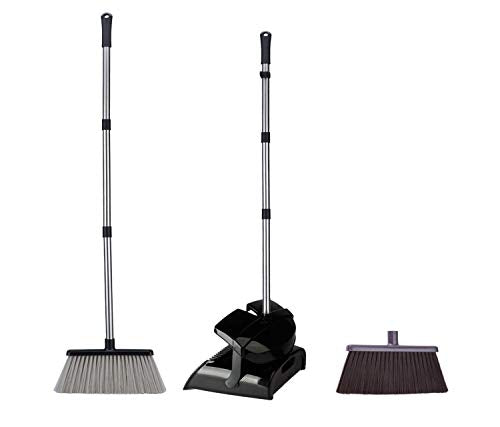 FITODO Scopa e Paletta con Coperchio—121 cm Altezza Complessiva Pali in Nero - Ilgrandebazar