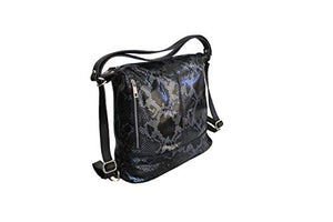 sisn's shop Zaino Donna Borsa In VERA PELLE MADE IN ITALY A Mano Nero Pitone