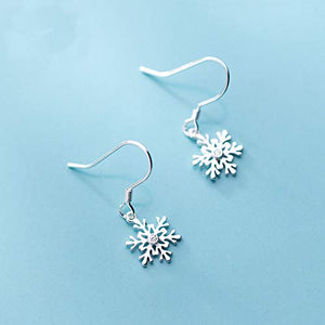 Orecchini pendenti a forma di fiocco neve invernale, in argento Sterling...