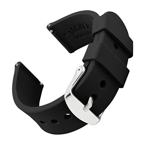 Archer Watch Straps | Ricambio di Cinturino Silicone per Uomo e 22mm, Nero - Ilgrandebazar