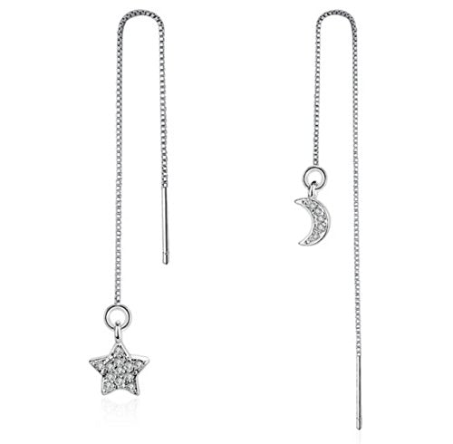 iszie, orecchini lunghi a catenella, in argento sterling, con decorazione a...