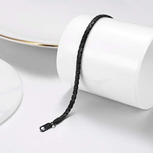 Carica l&#39;immagine nel visualizzatore di Gallery, PROSTEEL Uomo Bracciale a Catena Veneziana Scatola Piatta Tonda, 4 Mm - Nero - Ilgrandebazar