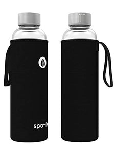 spottle® Custodia in neoprene per piatti in vetro da 550, 750 e 950ml, Porta Bottiglia Acqua in Neoprene con con pratica cappio di trasporto realizzata in neoprene ecologico (Nero, 550ml)