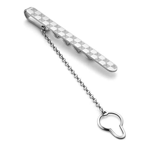 Sterling - Fermacravatta a scacchiera da uomo, in argento 925