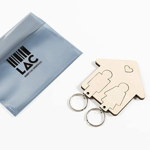 LAC Portachiavi Coppia Lui e Lei in Legno | Portachiavi Casa Nuova Regalo Coppia Amore | Portachiavi Prima Casa Idee Regalo Anniversario Matrimonio | Portachiavi Donna Uomo Regali Natale