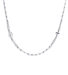 Collana Rosario Girocollo In Argento 925 - Croce E Medaglietta Madonna -... - Ilgrandebazar