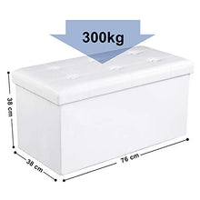 Carica l'immagine nel visualizzatore di Gallery, SONGMICS Cassapanca con Contenitore di 80 Litri, Pouf Poggiapiedi, Bianco - Ilgrandebazar