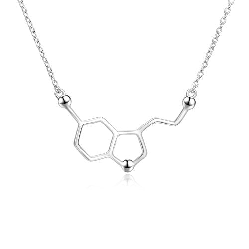 Collana in Argento Sterling 925 con Serotonina Bianca Placcato Oro, Felicità... - Ilgrandebazar