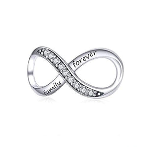 FeatherWish - Ciondolo a forma di infinito con incisione"Family Argento - Ilgrandebazar
