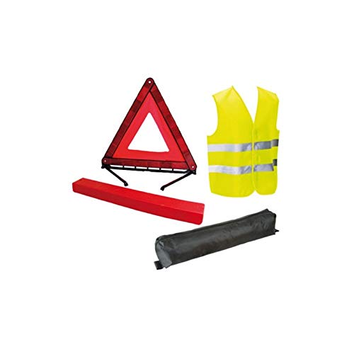 HTC Equipements Kit Gilet Giallo e Triangolo di Segnalazione, Norma CE.