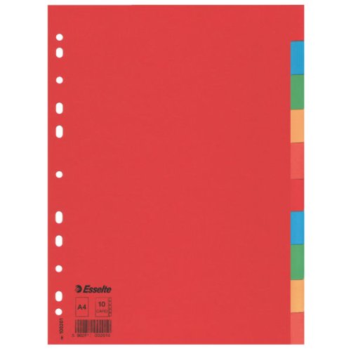 ESSELTE Intercalare cartoncino Economy 10 tasti colorati - f.to A4 - 100201 - Ilgrandebazar