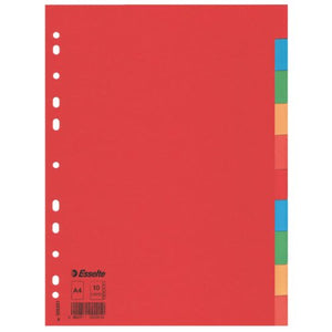 ESSELTE Intercalare cartoncino Economy 10 tasti colorati - f.to A4 - 100201 - Ilgrandebazar