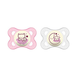 MAM 523322 - Ciuccio "Night" in silicone per bambine da 0 a 6 mesi, Rossa - Ilgrandebazar