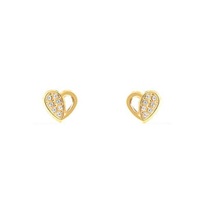 Orecchini per Bambini cuore - oro giallo 9k (375)
