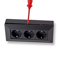 Carica l&#39;immagine nel visualizzatore di Gallery, Presa angolare montaggio 3 X Schuko nero, per cucina, ufficio, officina....