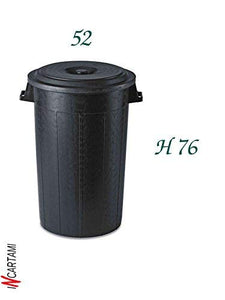 Stefanplast 25130 Bidone Immondizia con Coperchio, Plastica, Nero, 120 Litri