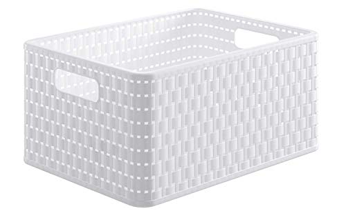 Rotho Contenitore Country Box, Effetto Rattan, Bianco box A4 / 18 L,